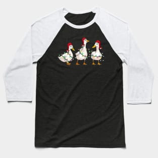 Duck Santa Hat Christmas Lights Silly Goose Xmas Baseball T-Shirt